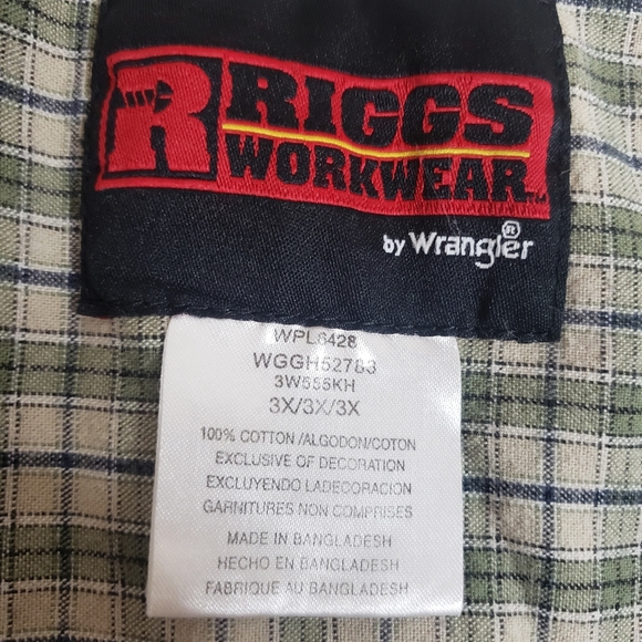 Riggs Workwear by Wrangler plaid button up shirt,  size 3X - Picture 4 of 4